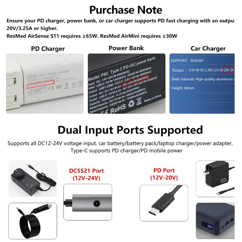 Type-C to ResMed S10 Power Cable