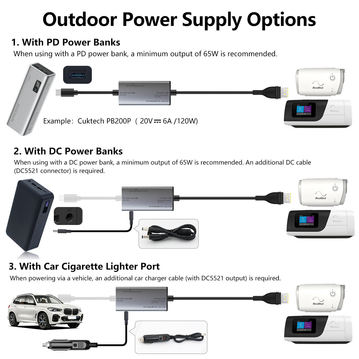 Type-C to ResMed S11 Power Cable