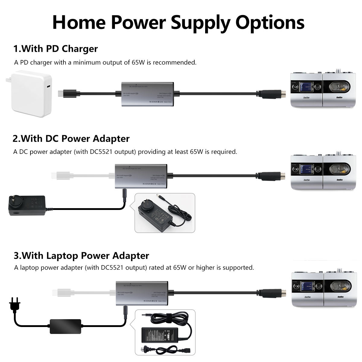 Type-C to ResMed S9 Power Cord